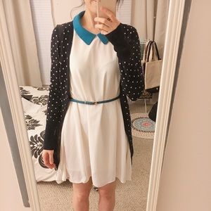 Sleveless Point Collar Chiffon Dress